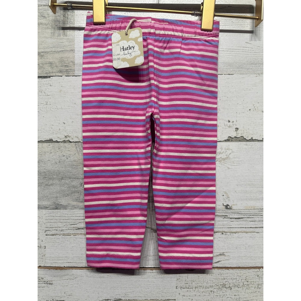 Hatley Leggings Girls 9-12M Pink Purple Striped Cotton Stretch Playwear NWT